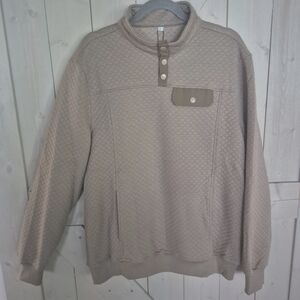 Quilted Crewneck Pullover Sweater - Beige